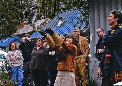 Author Melissa Hart and husband Jonathan release a red-tailed hawk at their nuptials.