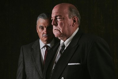 Greg Monahan as Sen. Wayne Morse and Gray Eubank as President Lyndon Johnson in The Ghosts of Tonkin