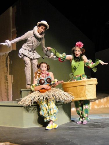 Isaiah Nixon (left), Megan Schenk and Clare McDonald in UT’s Comedy of Errors