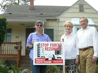 Members of South Willamette Neighbors are protesting the proposed rezoning. Photo courtesy Ralph McDonald.