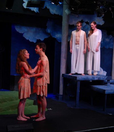 Jenny Parks (left), Joel Ibanez, Donovan Seitzinger and Hillary Humphreys in ACE’s Falling for Eve