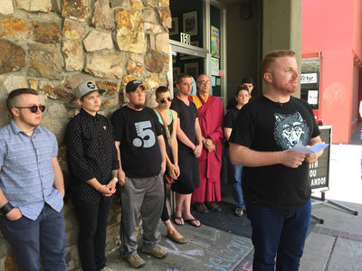 John O’Malley with staff and friends of The Wayward Lamb
